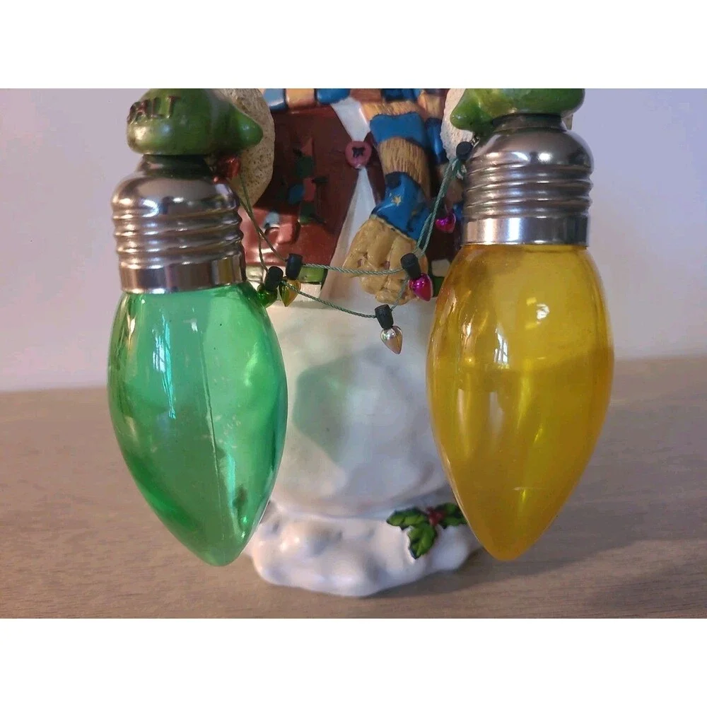 Snowman Salt and Pepper Holder Shakers Christmas Bulbs Magnetic